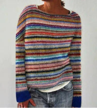 Dorothea | Weicher Rundhals Strickpullover - Regenbogen