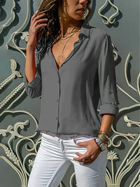 Clara | Elegante V-Ausschnitt Freizeitbluse - Grau