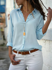 Clara | Elegante V-Ausschnitt Freizeitbluse - Hellblau