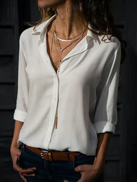 Clara | Elegante V-Ausschnitt Freizeitbluse - Weiß