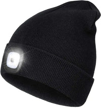 Warme LED-Beanie-Mütze mit Licht - Schwarz