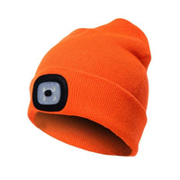 Warme LED-Beanie-Mütze mit Licht - Orange