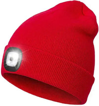 Warme LED-Beanie-Mütze mit Licht - Rot