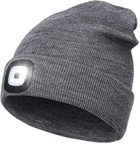Warme LED-Beanie-Mütze mit Licht - Grau