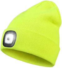 Warme LED-Beanie-Mütze mit Licht - Gelb