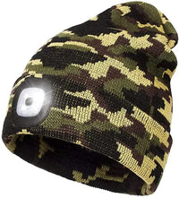 Warme LED-Beanie-Mütze mit Licht - Olivgrün