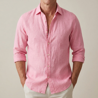 Jakob | Herren Klassisches Leinen Sommerhemd - Rosa