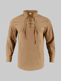 Darshana - Polo Hemd Aus Leinen in Mandarinfarbe - Khaki