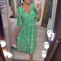 Lillia | Damen Boho Bedrucktes Kleid – Böhmisches Print Kleid - Green (Almost sold out)