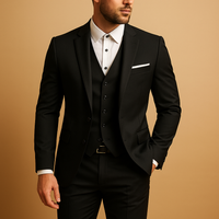 Herren Dreiteiliges Anzug Set | Gerade Schnittführung für formelle Anlässe - Schwarz