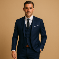 Herren Dreiteiliges Anzug Set | Gerade Schnittführung für formelle Anlässe - Marineblau