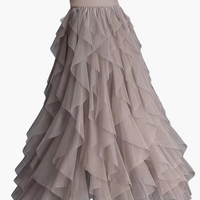 Damenrock Elegante Mehrlagige Volant Romantisches Festkleid - Khaki