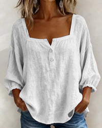 Zoe | Elegante Bluse Damen Eckiger Stil - Weiß