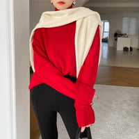 Damen Langarm-Turtleneck-Pullover - Rot