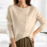 Sandra | Damen Eleganter Geknöpfter Pullover - Beige