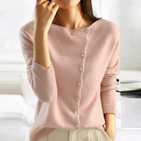 Sandra | Damen Eleganter Geknöpfter Pullover - Rosa