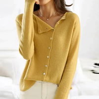 Sandra | Damen Eleganter Geknöpfter Pullover - Gelb