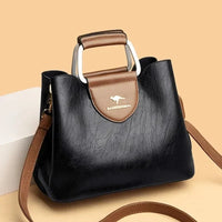 Liza | Damen Elegante Schulter Ledertasche mit Schnalle - Schwarz