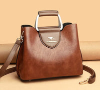 Liza | Damen Elegante Schulter Ledertasche mit Schnalle - Braun