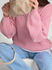 Wencke | Eleganter Damenpullover mit Gefaltetem Kragen - Rosa