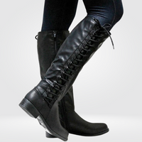 Odette | Damen Elegant Kniehohe Stiefel Mit Blockabsatz - Schwarz
