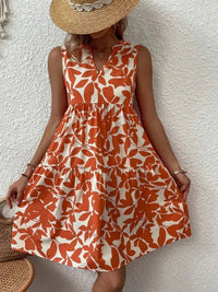 Elena | Damen Sommerkleid Luftig Leicht Feminin Sommer - Orange