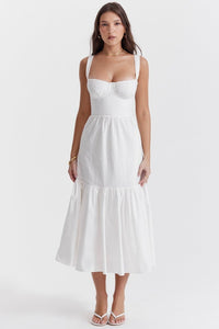 Elia | Damen Midikleid Zarte Farbe Feminin Elegant - Weiß