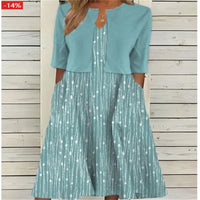 Elise | Zweiteiliges Blumen Midikleid - Grünblau