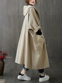 Ella | Damen Langer Wasserdichter Kapuze Trenchcoat - Beige