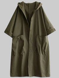 Ella | Damen Langer Wasserdichter Kapuze Trenchcoat - Grün
