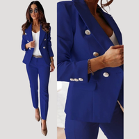 Elske | Damen Zweireiher Blazer Hosenanzug Set - Marineblau