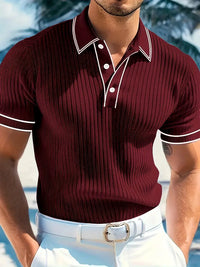 Emilio | Herren geripptes maßgeschneidertes Poloshirt - Rot