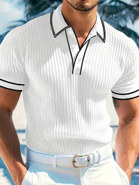 Emilio | Herren geripptes maßgeschneidertes Poloshirt - Weiß