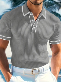 Emilio | Herren geripptes maßgeschneidertes Poloshirt - Grau