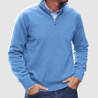 Erasmus | Herren Half-Zip Pullover Langarm Strickpullover - Blau