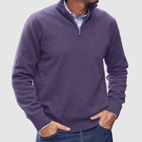 Erasmus | Herren Half-Zip Pullover Langarm Strickpullover - Dunkellila