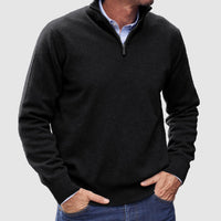 Erasmus | Herren Half-Zip Pullover Langarm Strickpullover - Schwarz