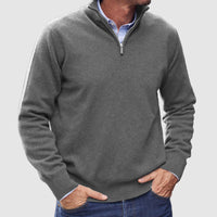 Erasmus | Herren Half-Zip Pullover Langarm Strickpullover - Grau