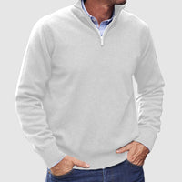 Erasmus | Herren Half-Zip Pullover Langarm Strickpullover - Weiß