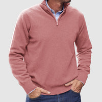 Erasmus | Herren Half-Zip Pullover Langarm Strickpullover - Rosa