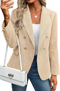 Estrid | Damen Zweireihiger Blazer mit Reverskragen - Khaki
