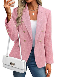Estrid | Damen Zweireihiger Blazer mit Reverskragen - Hellrosa