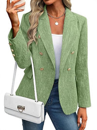 Estrid | Damen Zweireihiger Blazer mit Reverskragen - Grasgrün