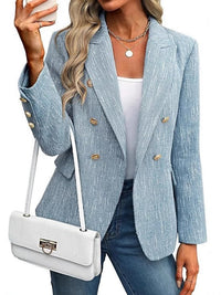 Estrid | Damen Zweireihiger Blazer mit Reverskragen - Hellblau