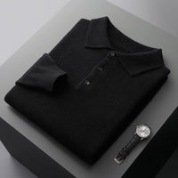 Ethan | Herren Strick Polopullover - Schwarz