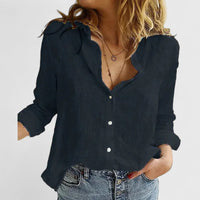 Evelina | Damen Blumendruck V-Ausschnitt Langarm Bluse - Schwarz