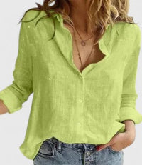 Evelina | Damen Blumendruck V-Ausschnitt Langarm Bluse - Grün