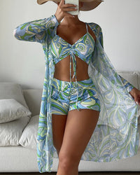 Ida | 3-teiliges Bikini-Set mit Print - Grün