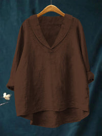 Annika | Oversized Leinen-Bluse - Braun