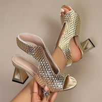 Dunnia – Eleganter Slingback Pumps Mit Gewebtem Obermaterial - Gold